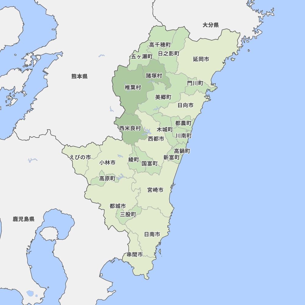 宮崎県の地図