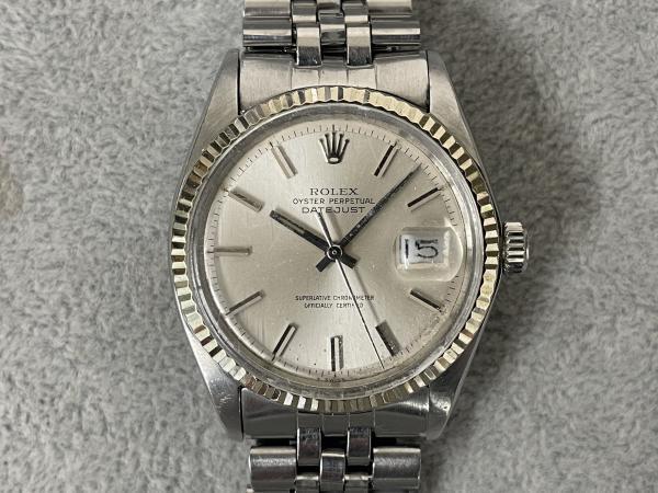 ロレックスのオイスターパーペチュアル デイトジャスト Ref. 1601 シルバー文字盤、ステンレススチールのオーバーホールを行いました。