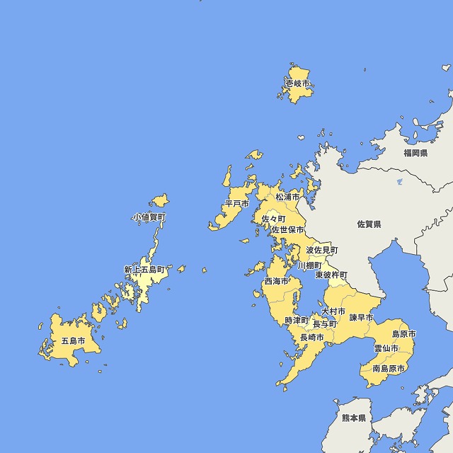 長崎県の地図